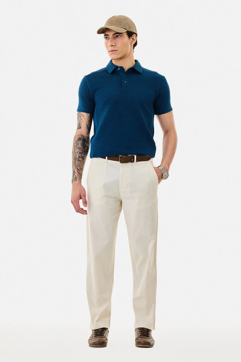 Snitch Cream Straight Fit Stretch Trousers for Men | Best Price UAE